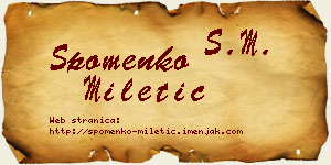 Spomenko Miletić vizit kartica